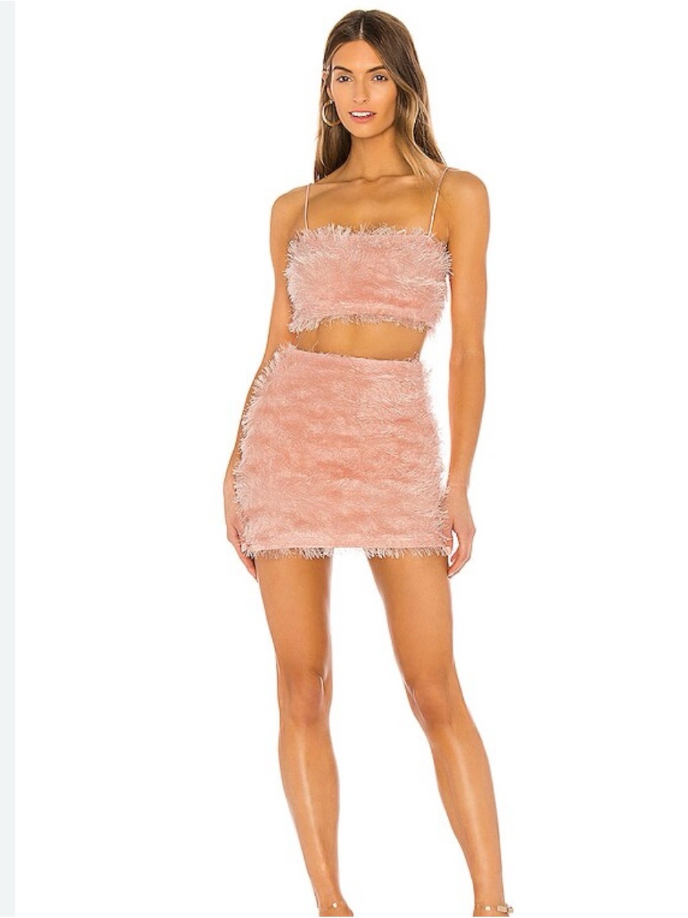 superdown Blush Pink Faux Fur Mini Skirt